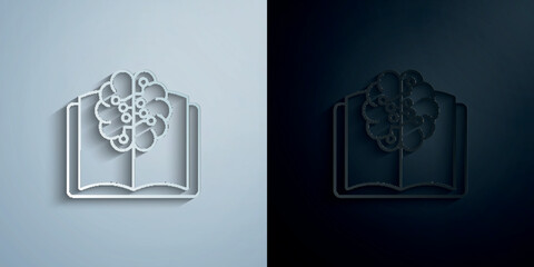 Learning machine concept line paper icon with shadow vector illustration