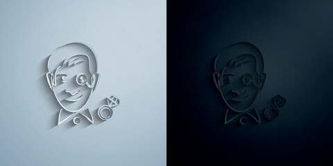 Jeweler avatar sketch style paper icon with shadow vector illustration