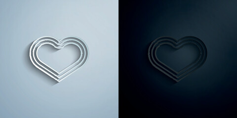Heart paper icon with shadow vector illustration