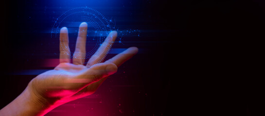 businessman using internet for business network online connection and communication, data cloud storage, in to the metaverse, security of digital platform