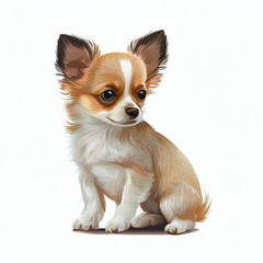 cute puppy dog on white background. generative art