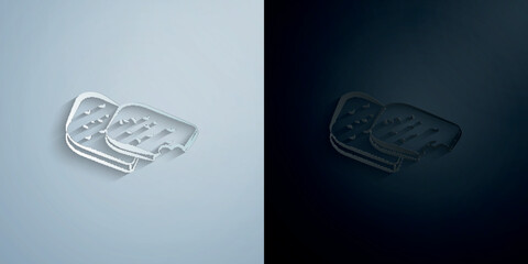 Whole grain, bread hand drawn paper icon with shadow vector illustration