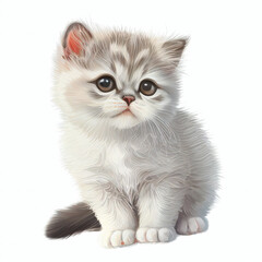 Obraz premium cute kitty cat on white background. generative art