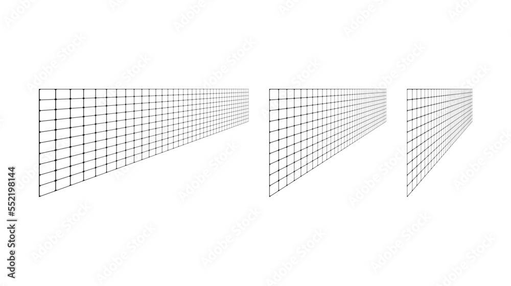 Poster Flat grid surface set. Rectangle vertical plane in different perspective. Different angles design elements collection. Vector