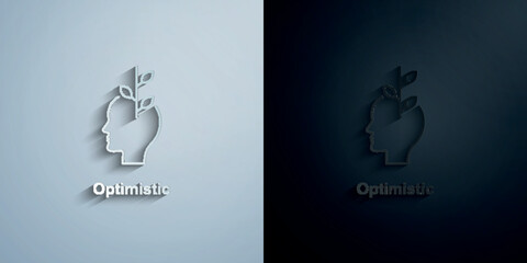 Flower, optimistic, head paper icon with shadow vector illustration