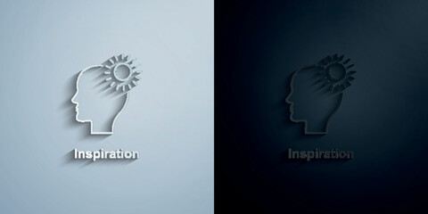 Dream, head, inspiration paper icon with shadow vector illustration - obrazy, fototapety, plakaty