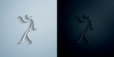 Dancer paper icon with shadow vector illustration