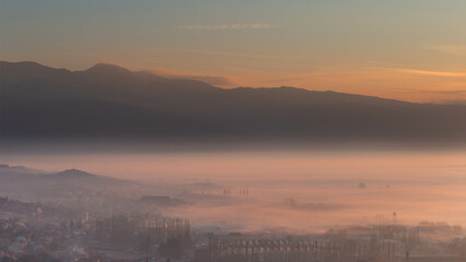 Morning view from fortress in Sinj, Croatia. 