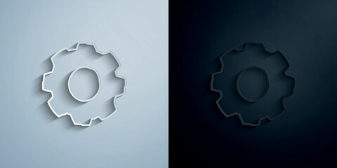 Gear sketch paper icon with shadow vector illustration