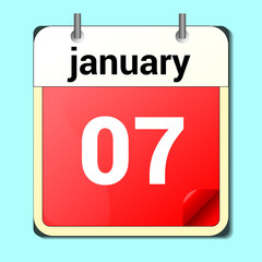 day on the calendar, vector image format, January 7
