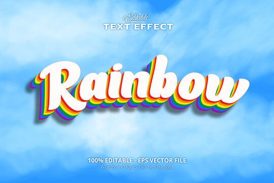 Editable text effect, Colorful style Rainbow text effect, 3D text