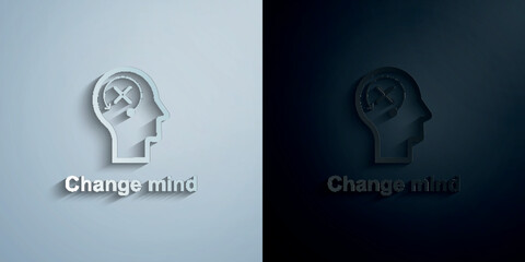 Change human mind paper icon with shadow vector illustration