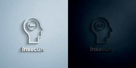 Human mind, insecure paper icon with shadow vector illustration