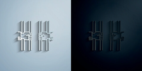 Jail, hands paper icon with shadow vector illustration