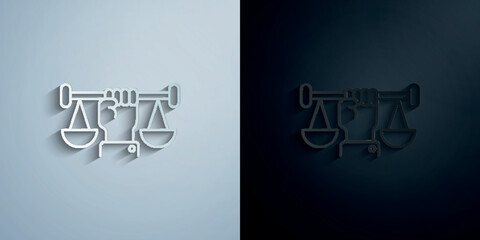 Balance, hand paper icon with shadow vector illustration