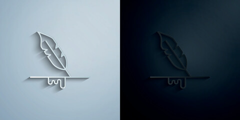 Writing, quill paper icon with shadow vector illustration