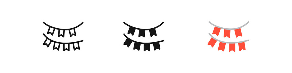 Bunting banner icon. Holiday party flags sign. Decoration birthday symbol. Vector sign.