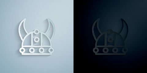Viking, hat paper icon with shadow vector illustration