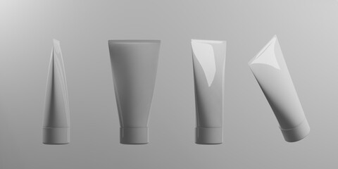 3d rendering illustration, beauty cosmetic bottle mockup of skin care medical, cleanser of facial foam lotion, makeup for face, container packaging of healthycare