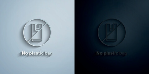 No plastic bag paper icon with shadow vector illustration