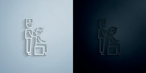 Physiotherapy, doctor, man paper icon with shadow vector illustration