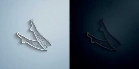 Shin epilation, women paper icon with shadow vector illustration