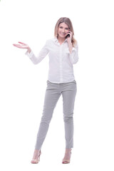 Fototapeta premium Successful business woman - isolated over a grey background