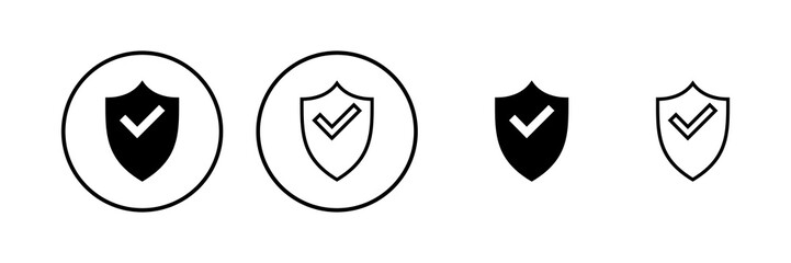Shield check mark icon vector illustration. Protection approve sign. Insurance icon