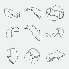 Hand drawn 3d arrow illustration collection