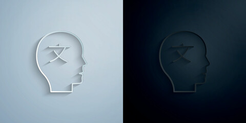 Man, translator paper icon with shadow vector illustration
