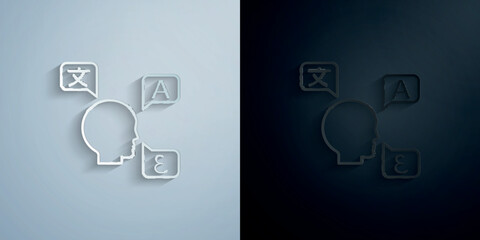 Naklejka premium Translation, languages paper icon with shadow vector illustration