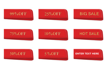 collection of sale labels collection
corners flag shape.red colors gold later.
vector illustration.