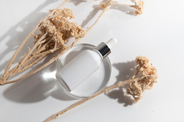 beauty cosmetic bottle mockup of skin care medical, cleanser of facial foam lotion, makeup for face, container packaging of healthycare branding