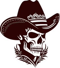 cowboy skull with a sombrero