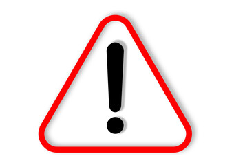 Red triangle caution warning sing icon PNG file. Problem for notification error 404 and maintenance service alarm.