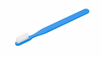 Blue toothbrush isolated on white background. 3d illustration.