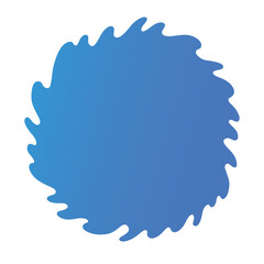 Blue round wavy swirl abstract background frame, blank amoeba shape vector illustration.