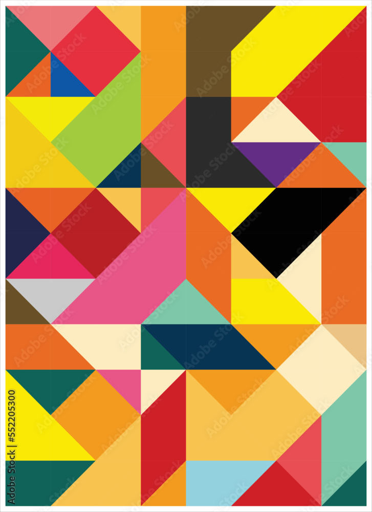 Poster background design with colorful geometric patterns in portrait orientation. abstract background made