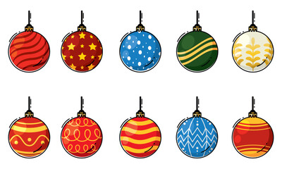 Set of colored christmas balls Vector