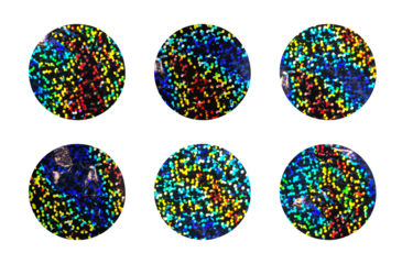 holographic foil sticker six different stickers png isolated on transparent background	