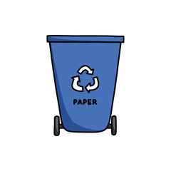 recycle bin container doodle icon, vector color line illustration