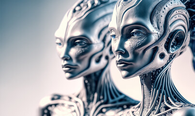 Aliens, extraterrestrial civilizations. Digital art	
