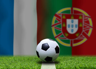 Naklejka premium Football Cup competition between the national France and national Portuguese.