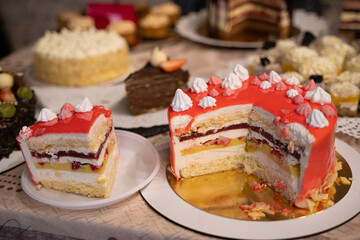 delicious sweet dessert, cake, candy bar on celebration