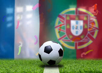 Fototapeta premium Football Cup competition between the national France and national Portuguese.