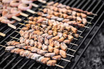close up grilled shrimp