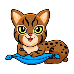 Cute pixie bob cat cartoon on the pillow