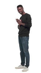 serious guy looking at the camera. isolated on white