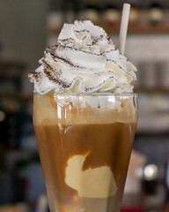 Close up photo of frappe coffee