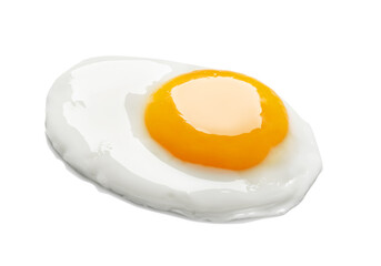 Tasty fried chicken egg isolated on white